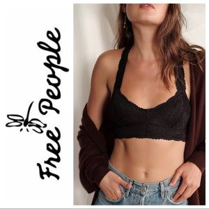 Free People Gallon Racerback Lace Bralette Black